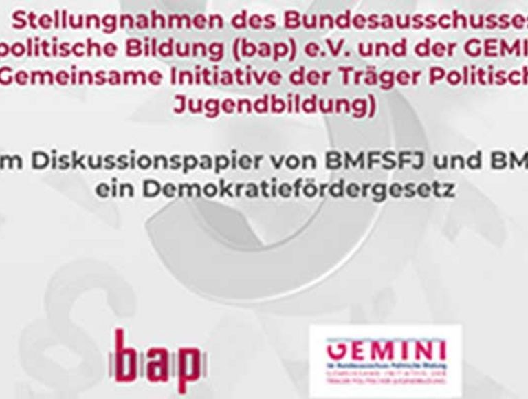 Stellungnahme von bap und GEMINI zum Demokratiefördergesetz